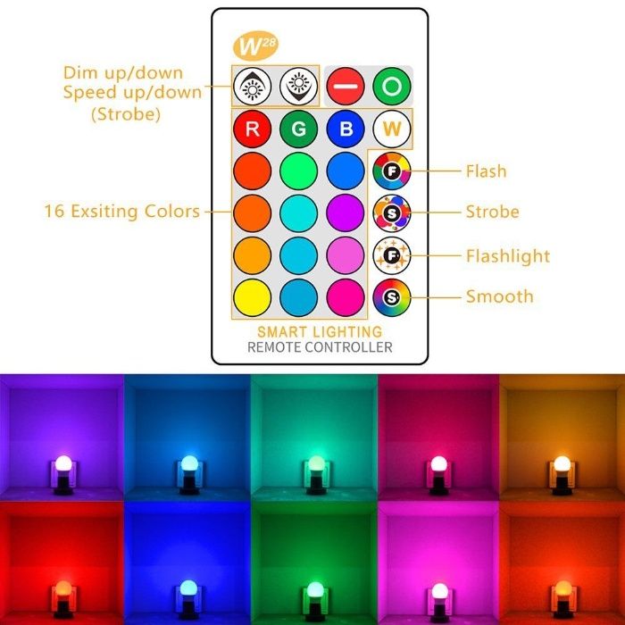 E14 LED RGB Bulb 5W Spot light 16 colors IR Remote Control