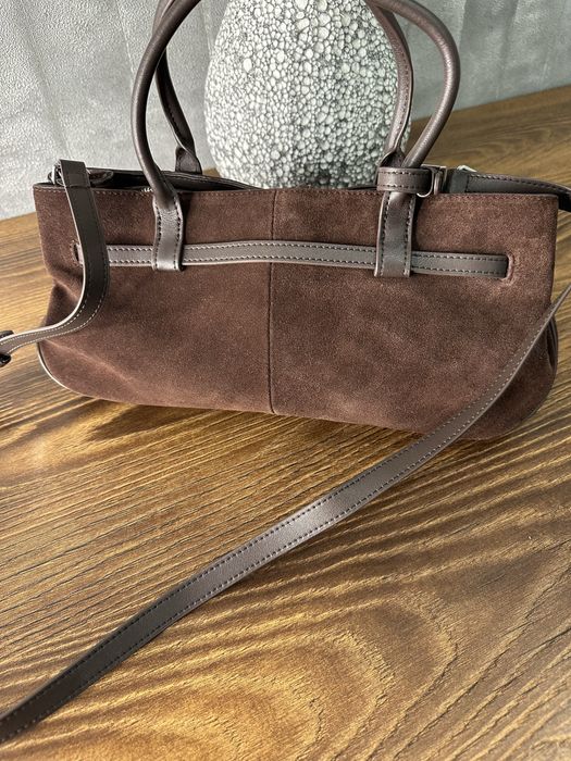 Замшева сумка коричневого кольору