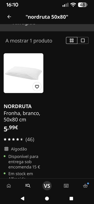 Ikea Fronhas Nordruta 50 cm x 80 cm Brancas