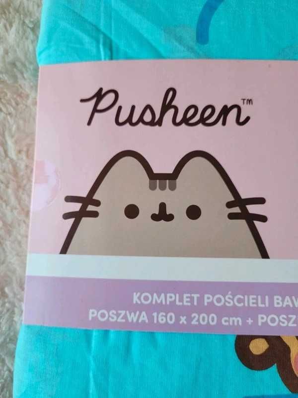 Pościel Pusheen 160x200 komplet pościeli 100% bawełna morze fale kot