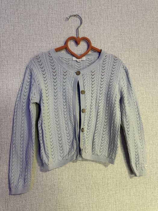 Sweter rozpinany ażurowy kardigan błękitny Newbie  110 bawełna