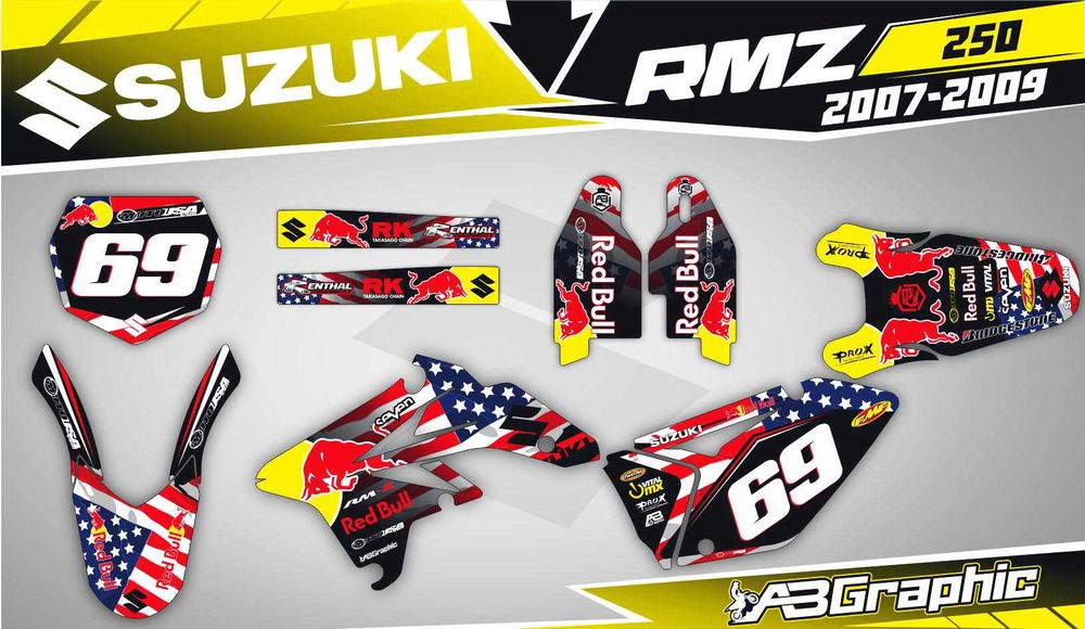 Наклейки Графіка Suzuki RM RMZ RMX DRZ DR 85 125 250 350 400 450 650