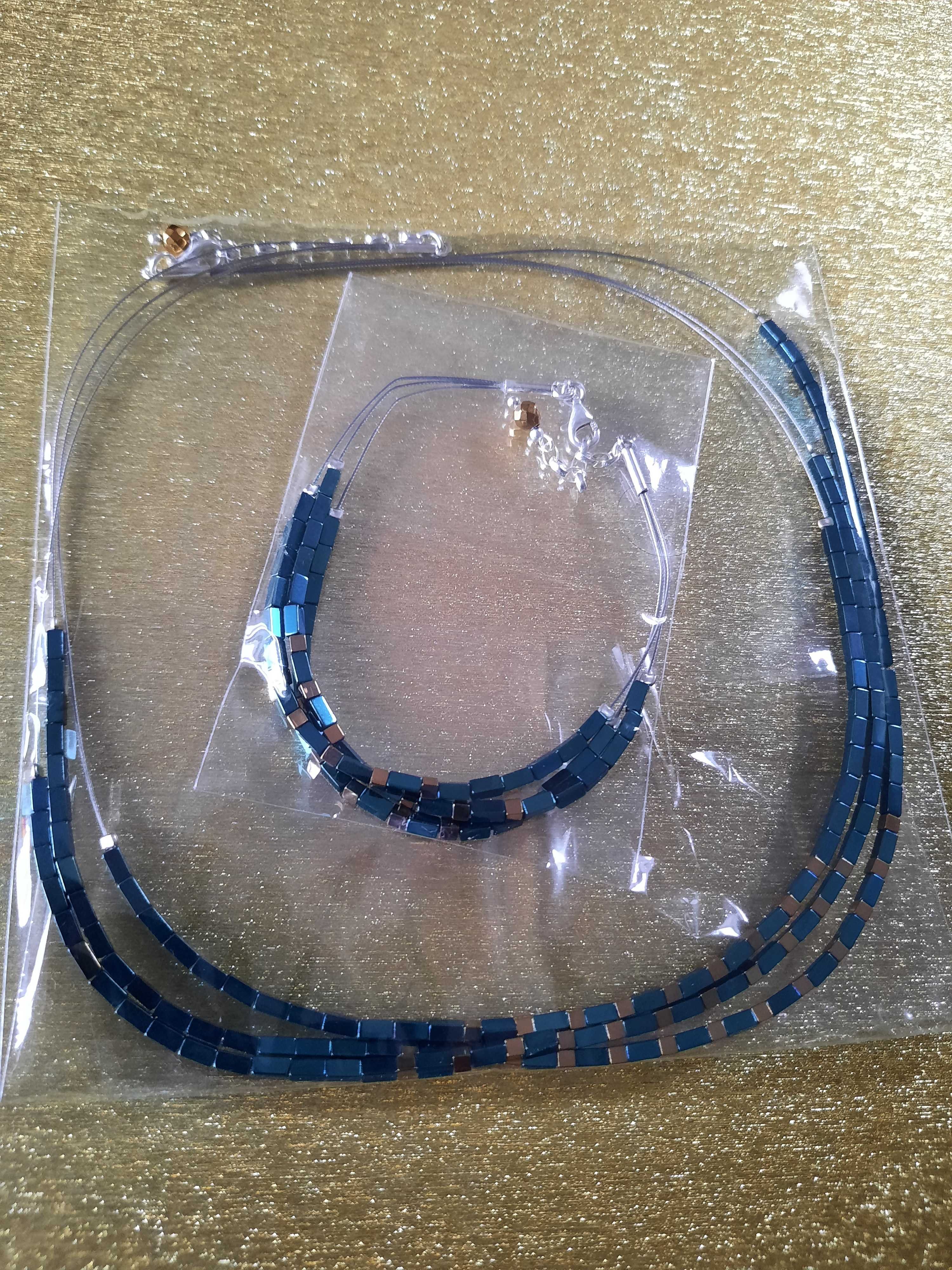 Naszyjnik i bransoletka z niebieskimi hematytami