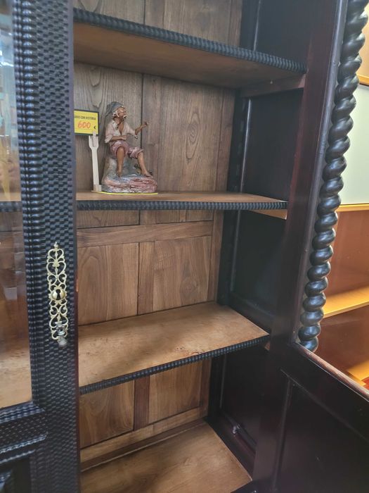 Livreiro antigo em madeira maciça - Bom estado geral