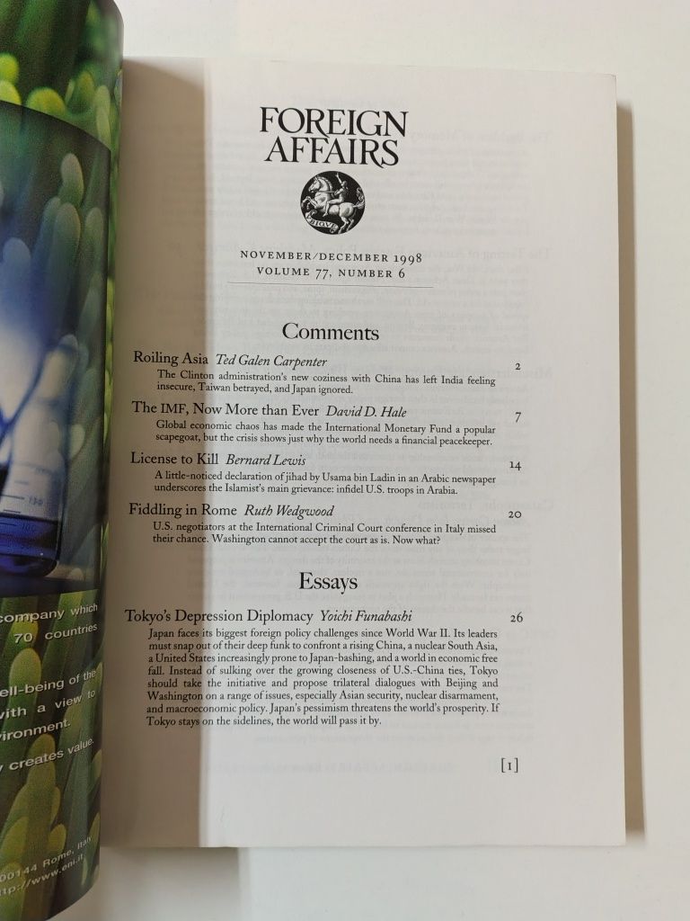 Foreign Affairs magazine

November / December 1997
