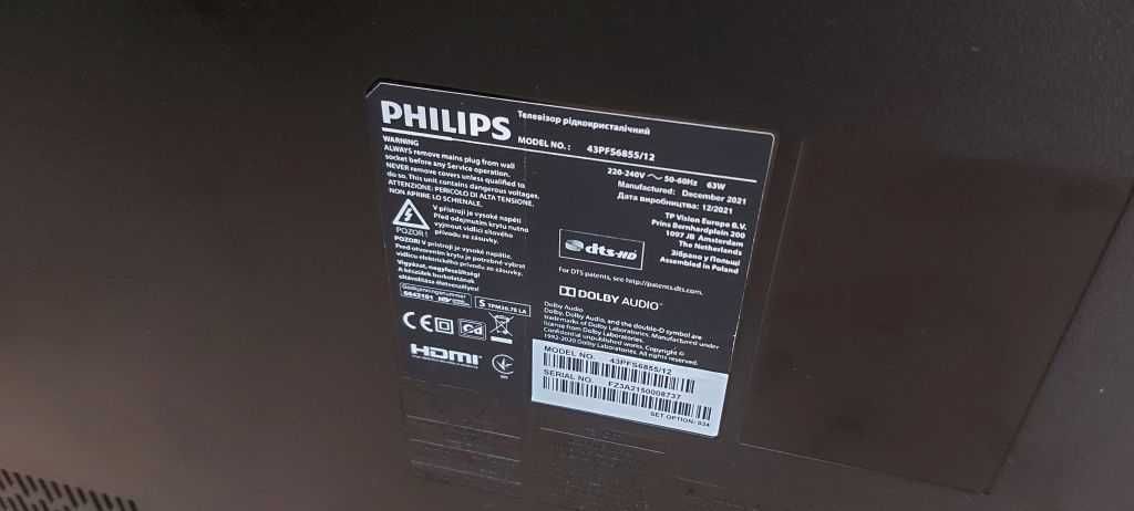 telewizor 43" led Smart tv Philips PFS6855 full hd/ 3x hdmi/ usb-filmy
