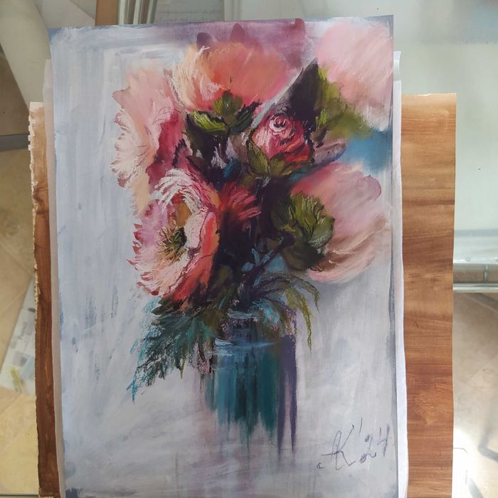 Картина, цветы, пастель