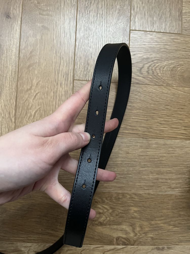Oryginalny czarny skórzany pasek Pinko 2 cm 80 cm