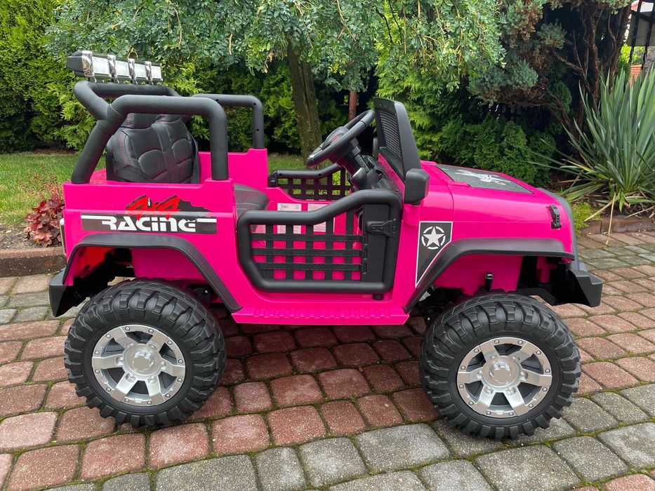 Dwuosobowe Auto na akumulator DUŻY JEEP DLA DZIECI 4×4 EVA RÓŻOWY MP4