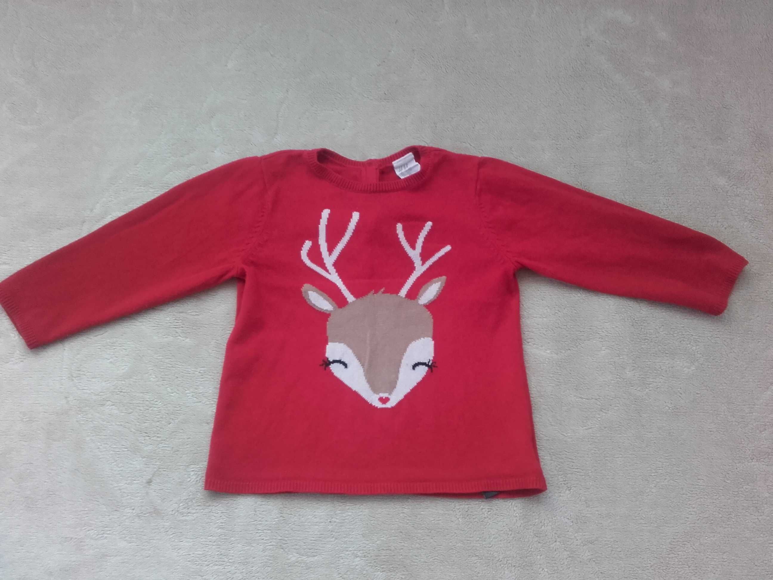 sweterek czerwony świąteczny na rozmiar 86 wiek 12 - 18 miesięcy