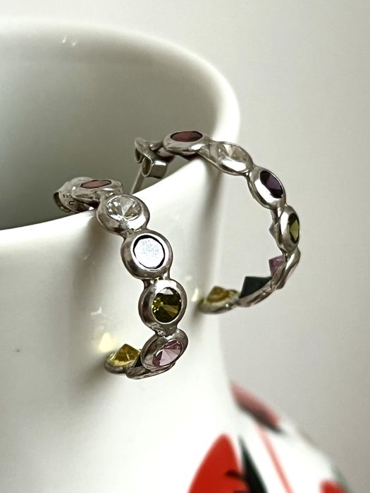 Срібні сережки кульчики 925 з кольоровими фіанітами