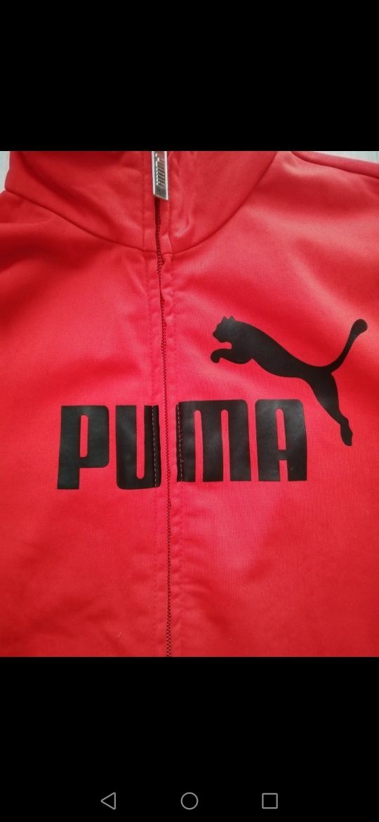 Bluza Puma czerwona na suwak bez kaptura, czarny napis
