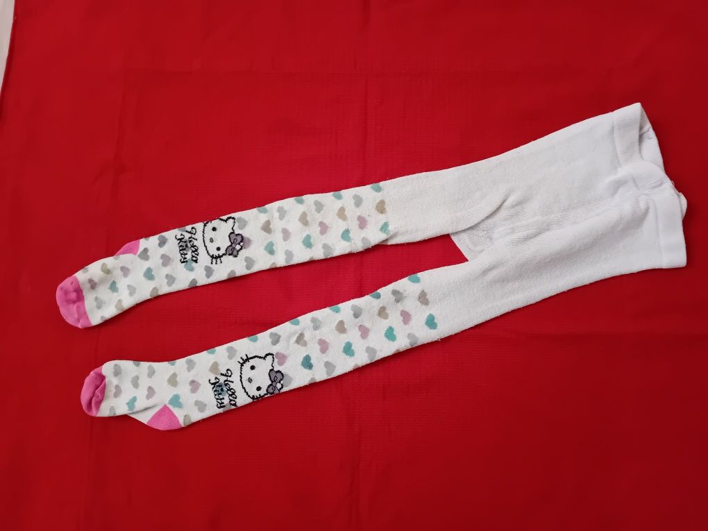 Dwie pary rajtuz hello Kitty białe