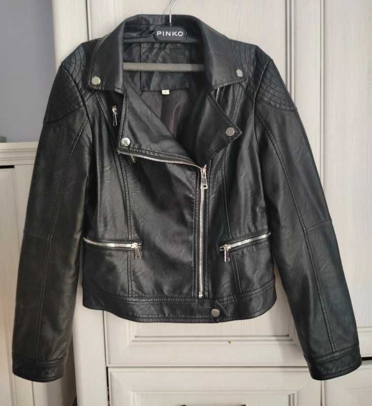 XS 34 czarna kurtka ramoneska biker motocyklowa rock jak nowa skóra