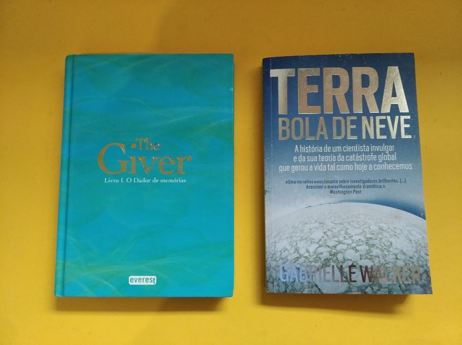 Livros:"The Giver"; "Terra bola de neve"; "Um Crime quase perfeito"e +