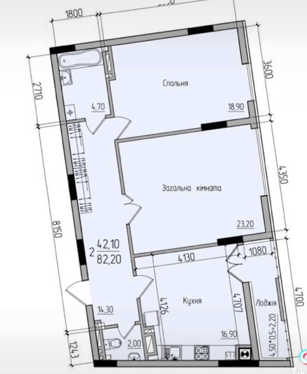 Продам 2-кімнатну квартиру в новобудові на Руській 82м.кв.