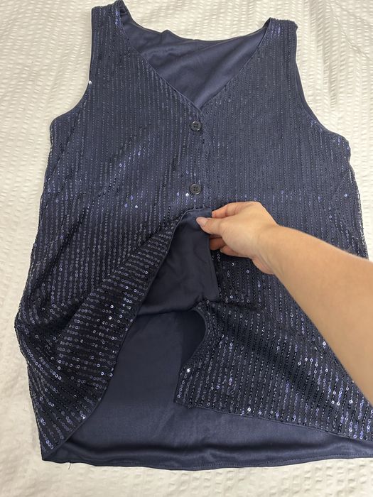 Colete de lantejoulas azul-escuro