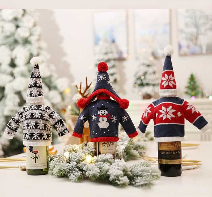 Одяг для пляшки Новий рік Прикраси для столу