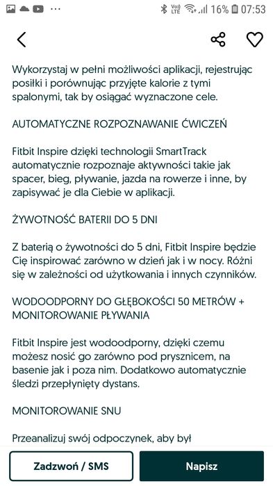 Fitbit inspire opaska HR opaska sportowa do monitorowania