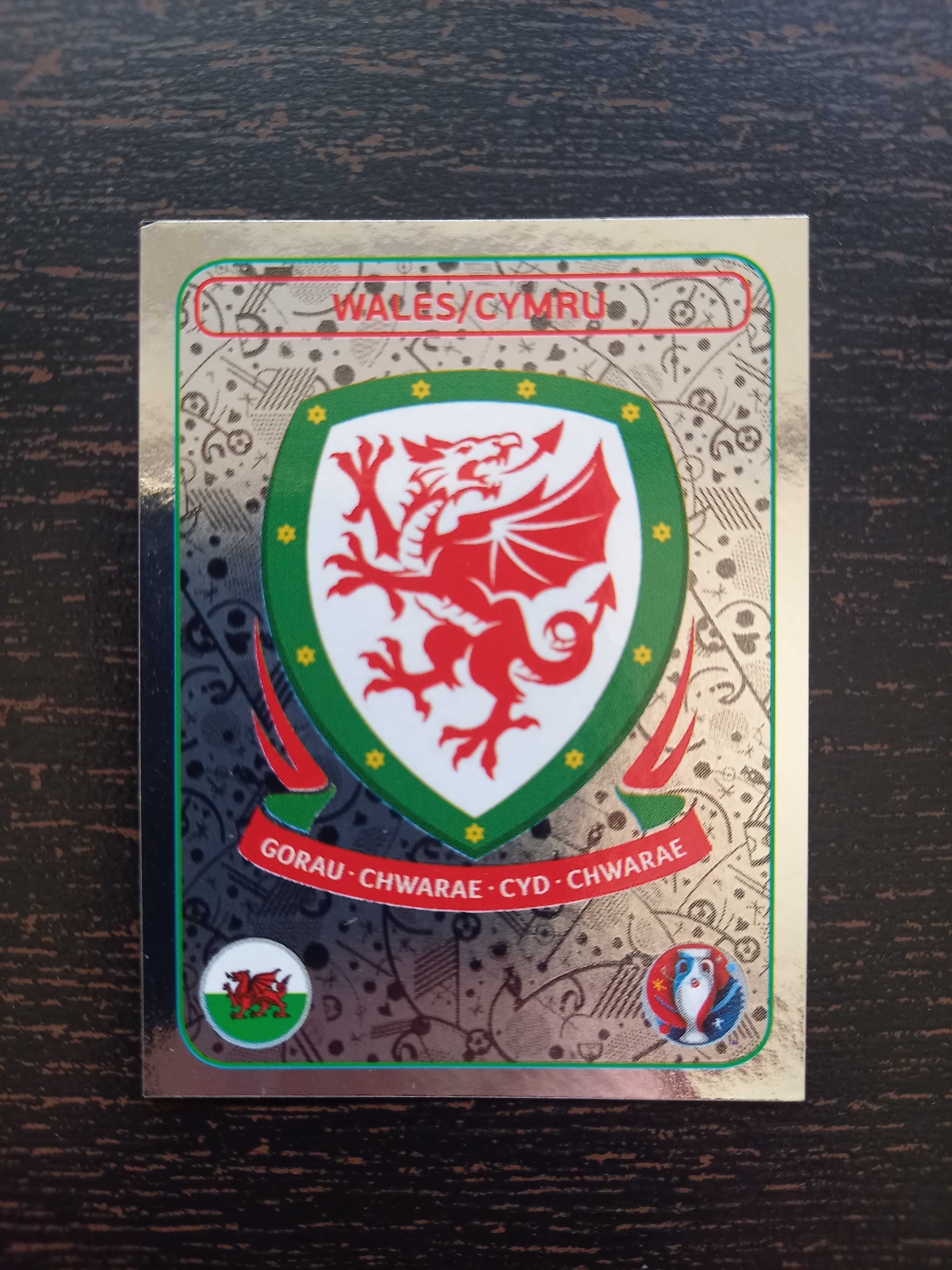 Cromo futebol Emblema Wales(UEFA Euro France 2016)Panini