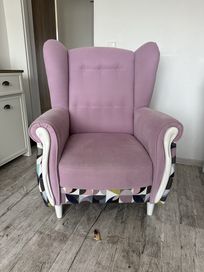 Fotel uszak różowy