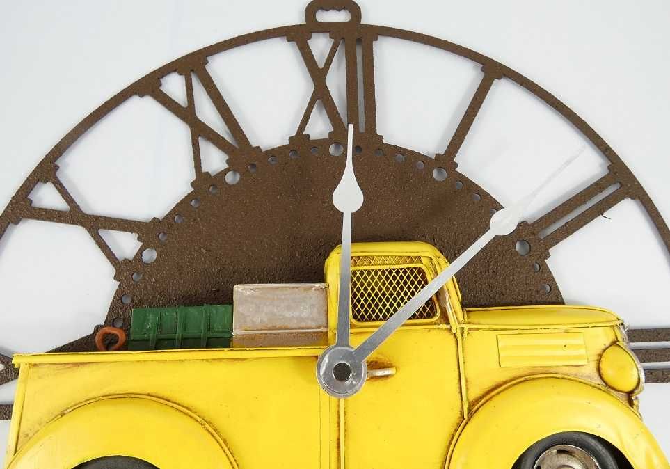 Duży metalowy ZEGAR ścienny PIC UP pojazd 32cm