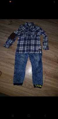 Spodnie jeansowe plus koszula flanelowa, rozm. 116-122 Cool Club