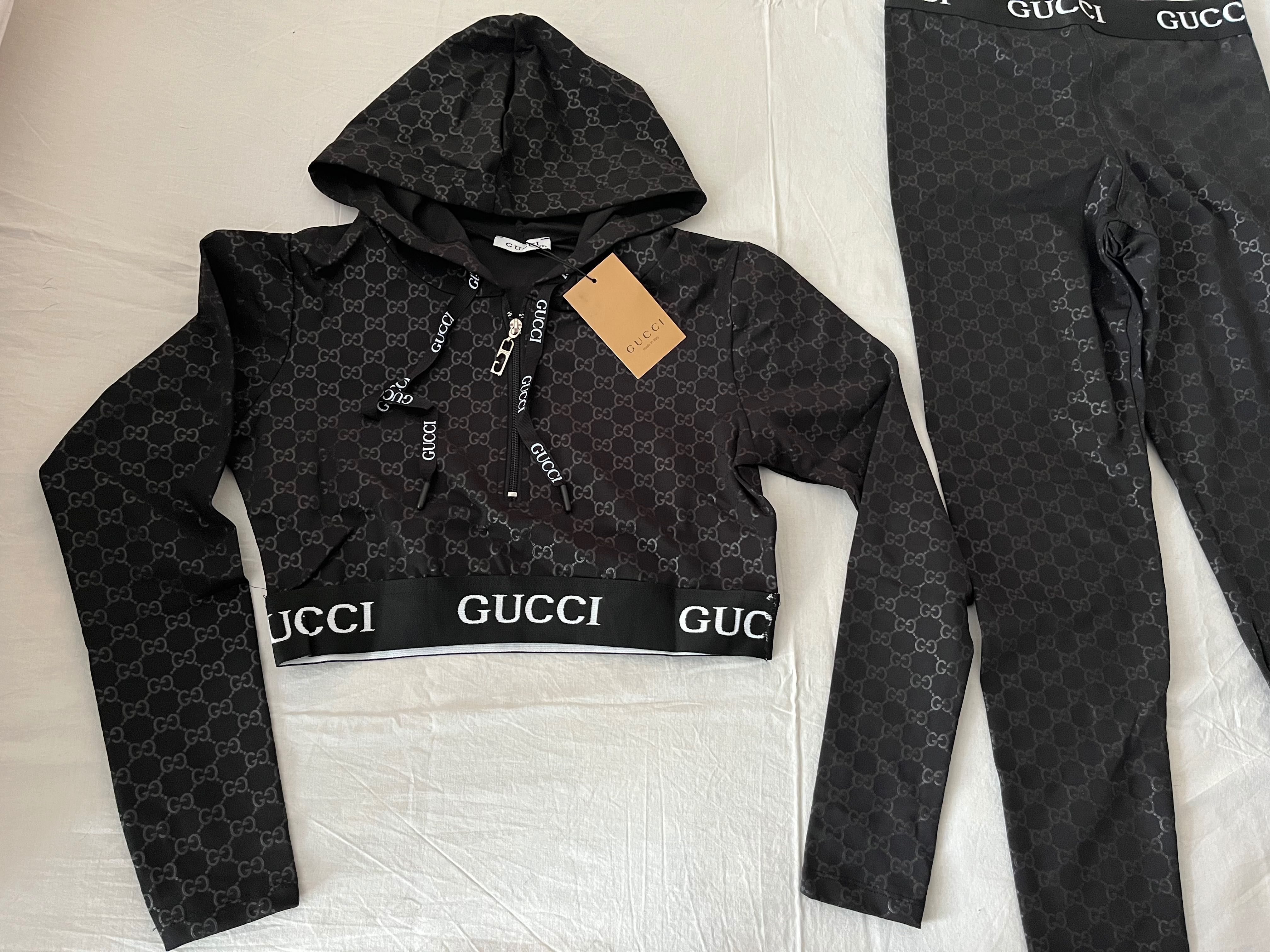 NOWY damski strój na siłownię Gucci do biegania GG legginsy bluzka XXL