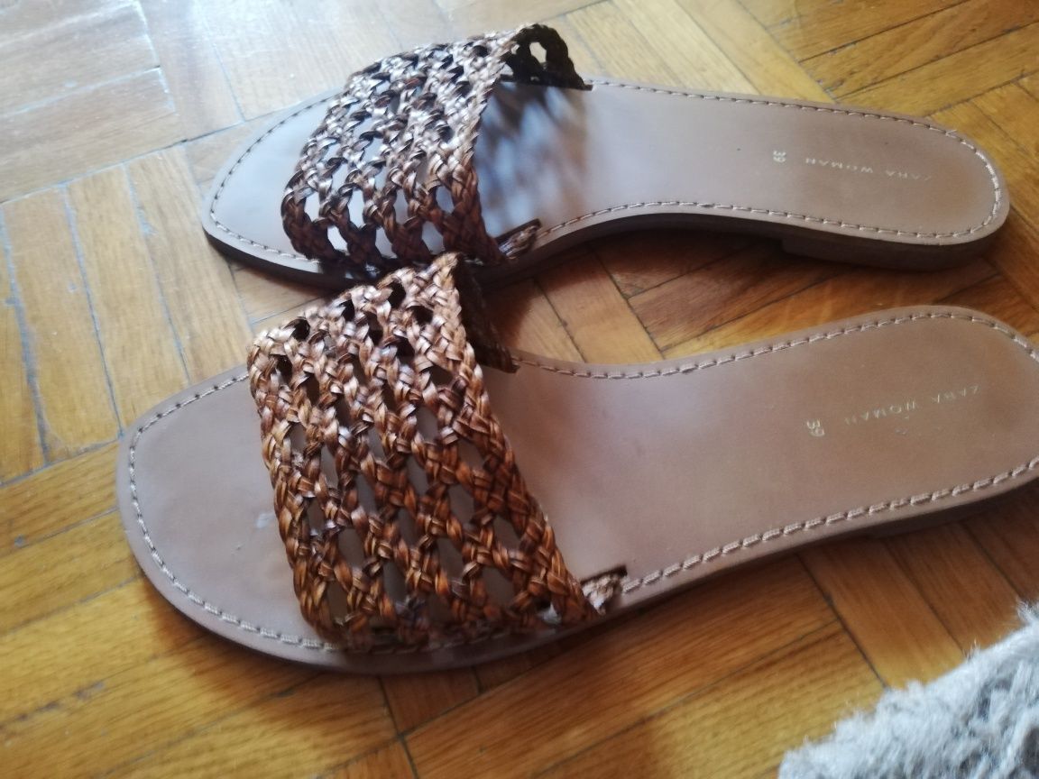 Zara klapki 39 kolor brąz rudy