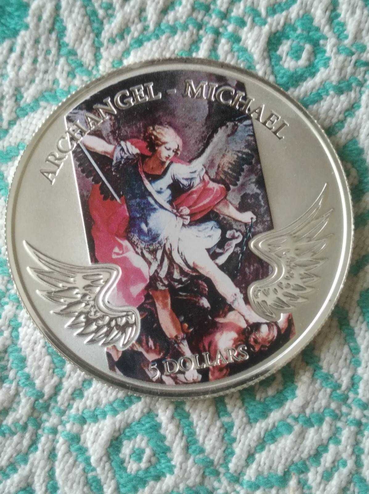 монета 5 долларов 2011 "Архангел Михаил". Соломоновы острова. серебро