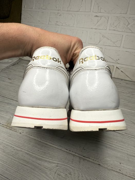 Мужские кроссовки reebok white red leather classic