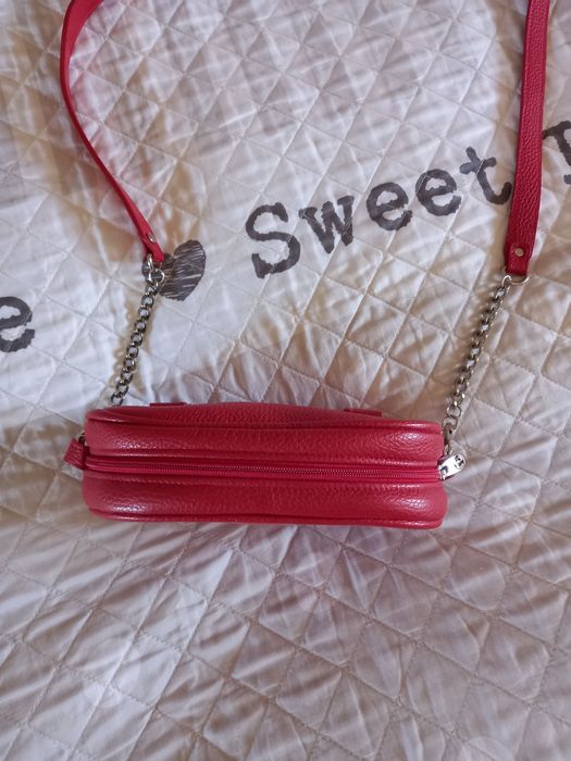 Torebka czerwona ze skóry