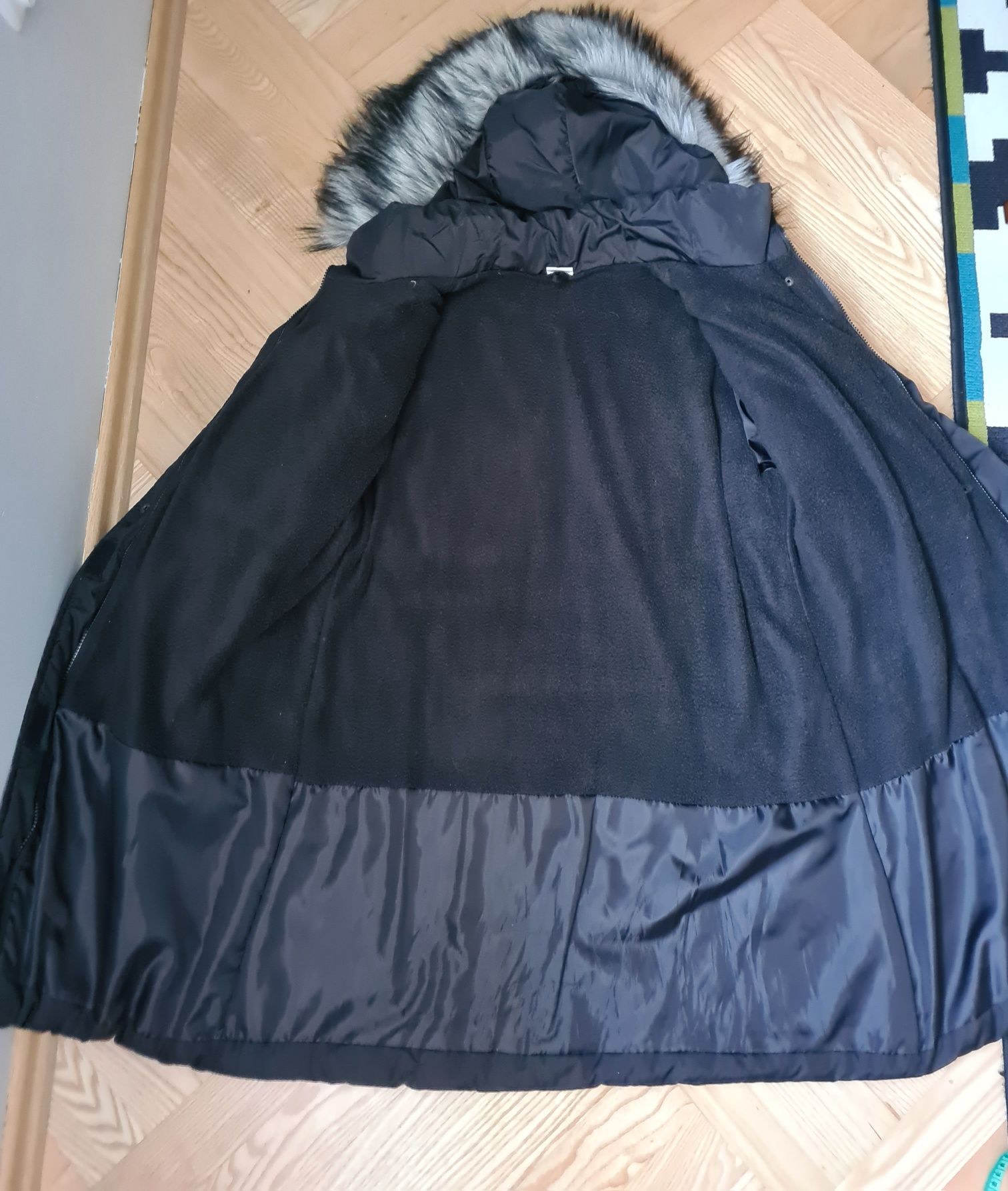 Kurtka czarna płaszcz zimowy damski r.46