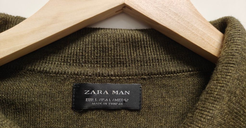 Sweter Zara Man r. L zielony khaki