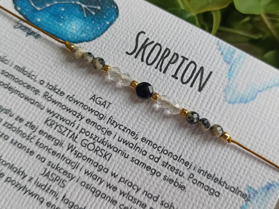 Skorpion bransoletka na szczęście, kamienie amulet