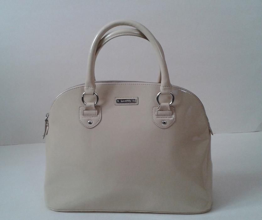 MANGO lakierowana torebka nowa nude kuferek shopper