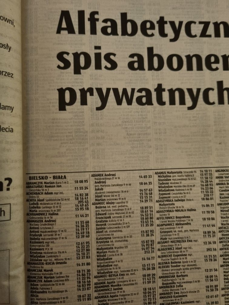 Książka telefoniczna Bielsko-Biała I wojewodztwo 1996/7