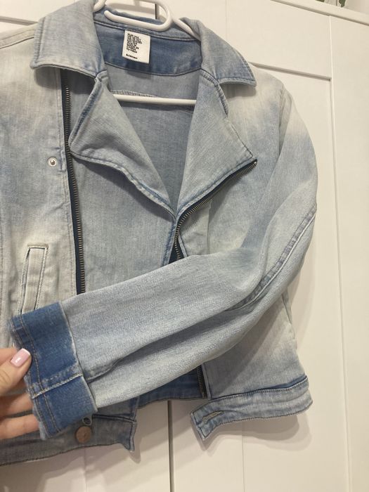 Kurtka jeansowa ramoneska krótka h&m
