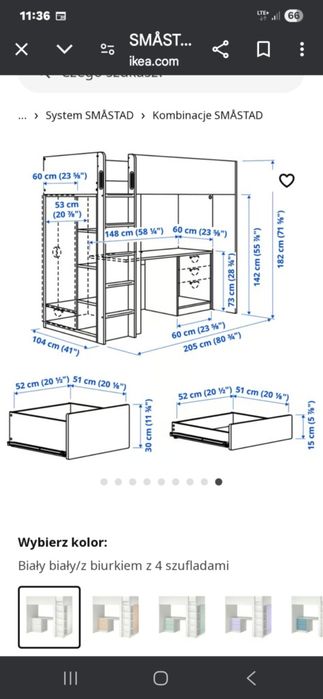 Łóżko piętrowe z biurkiem (antresola)