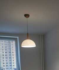 Lampa sufitowa wisząca szklana drewno biala loft
