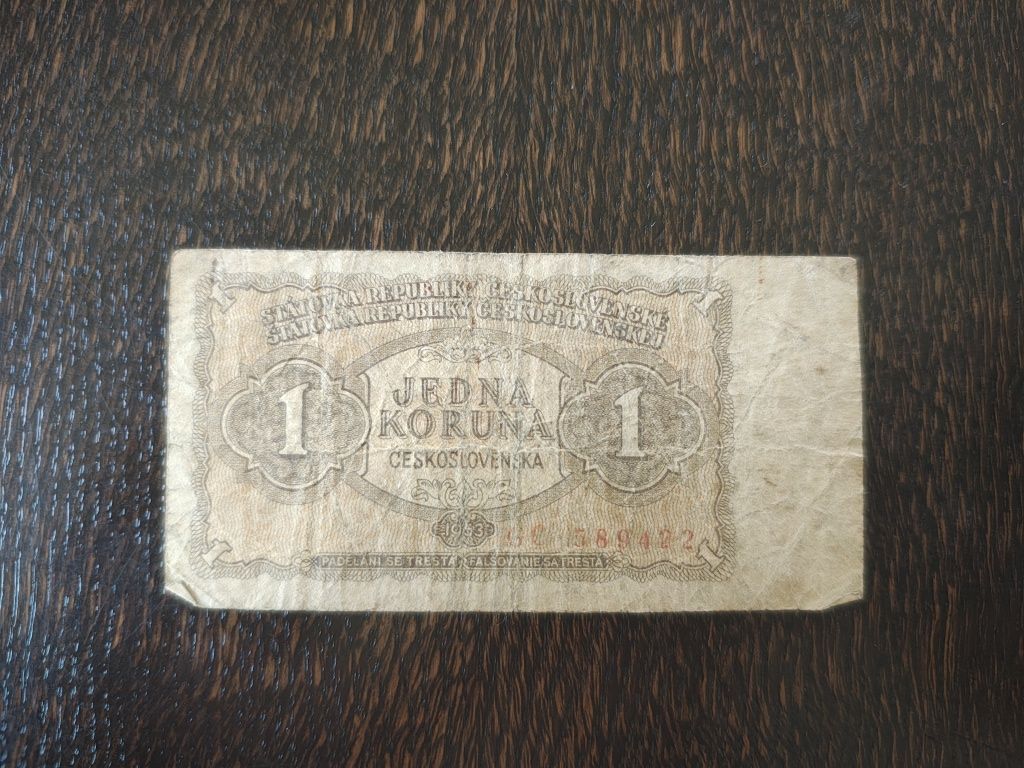 Banknot 1 koron Czechosłowacka 1963 rok