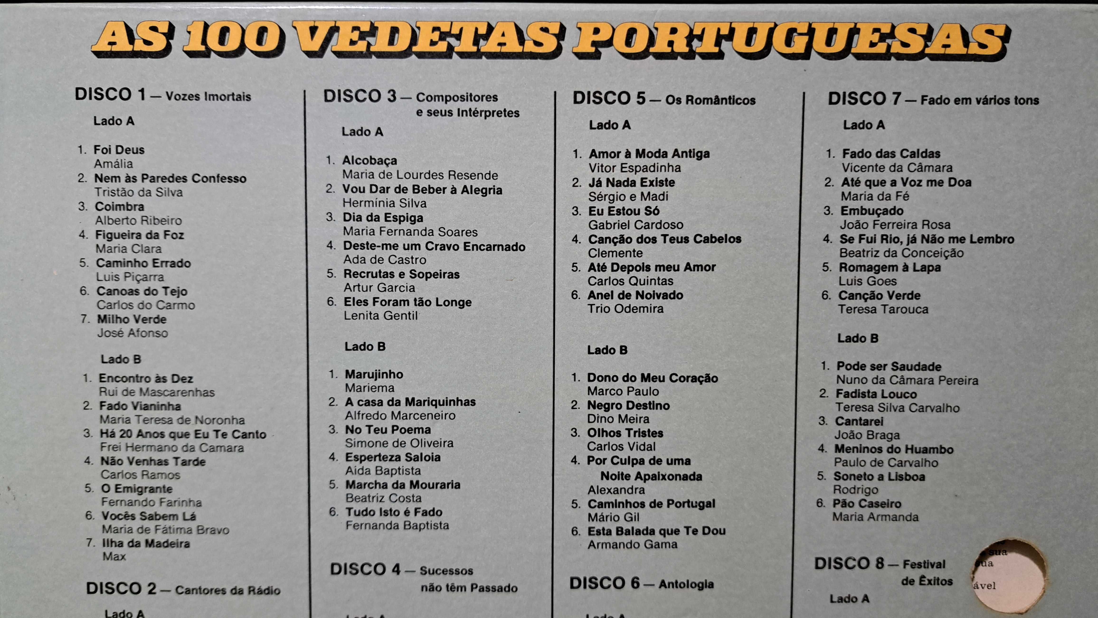 Coletânea "As 100 vedetas portuguesas", 8 discos vinil