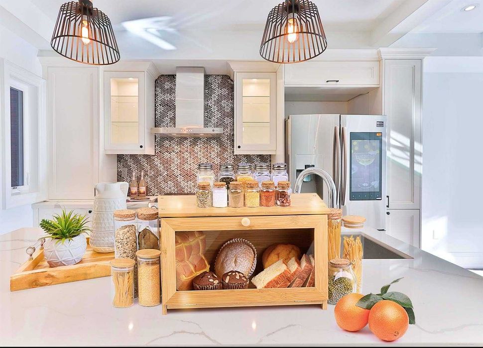 Leader chlebak bambusowy drewniany pojemnik pieczywo organizer kuchenn