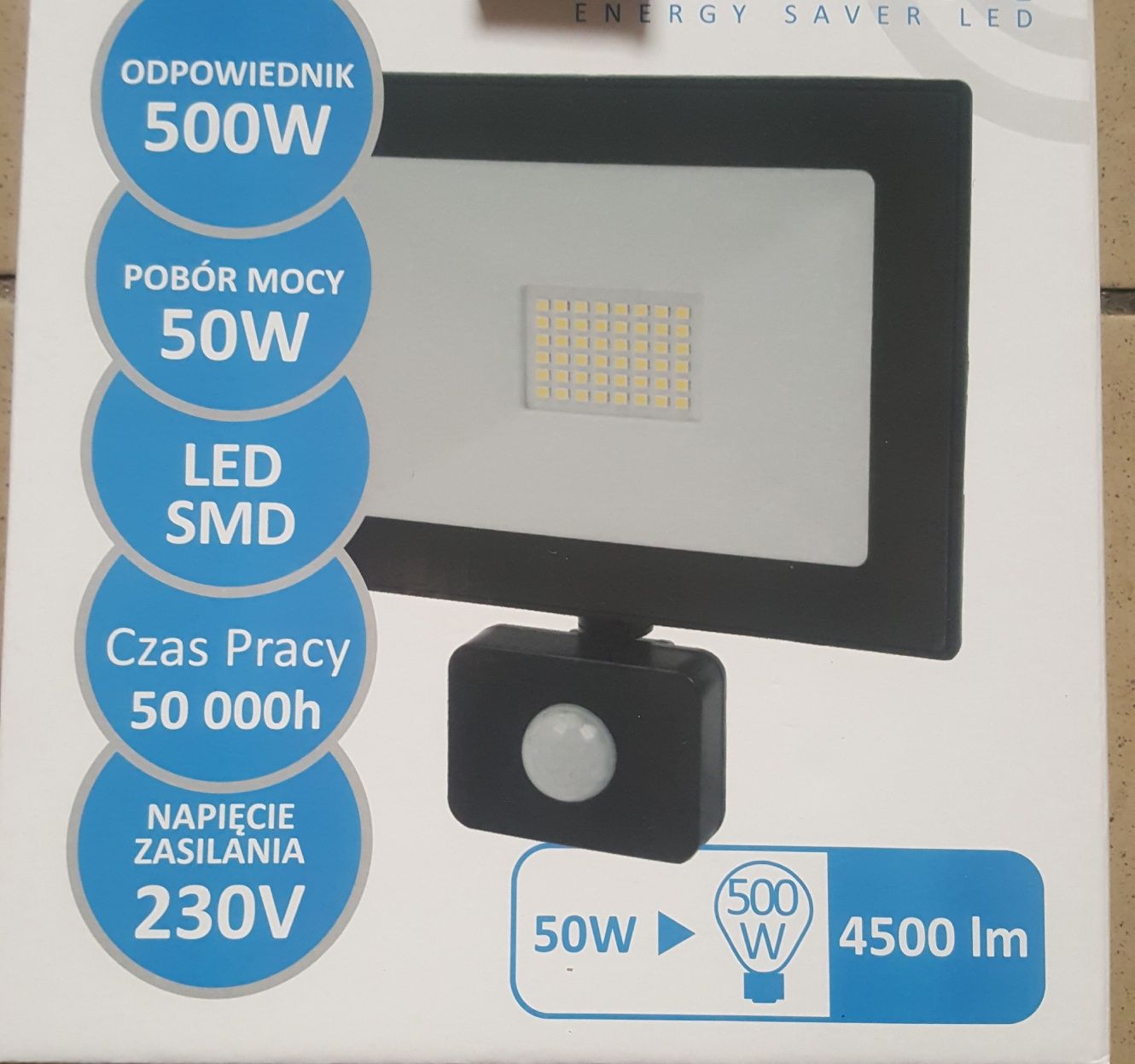 Halogen Led 50wat z czujnikiem ruchu