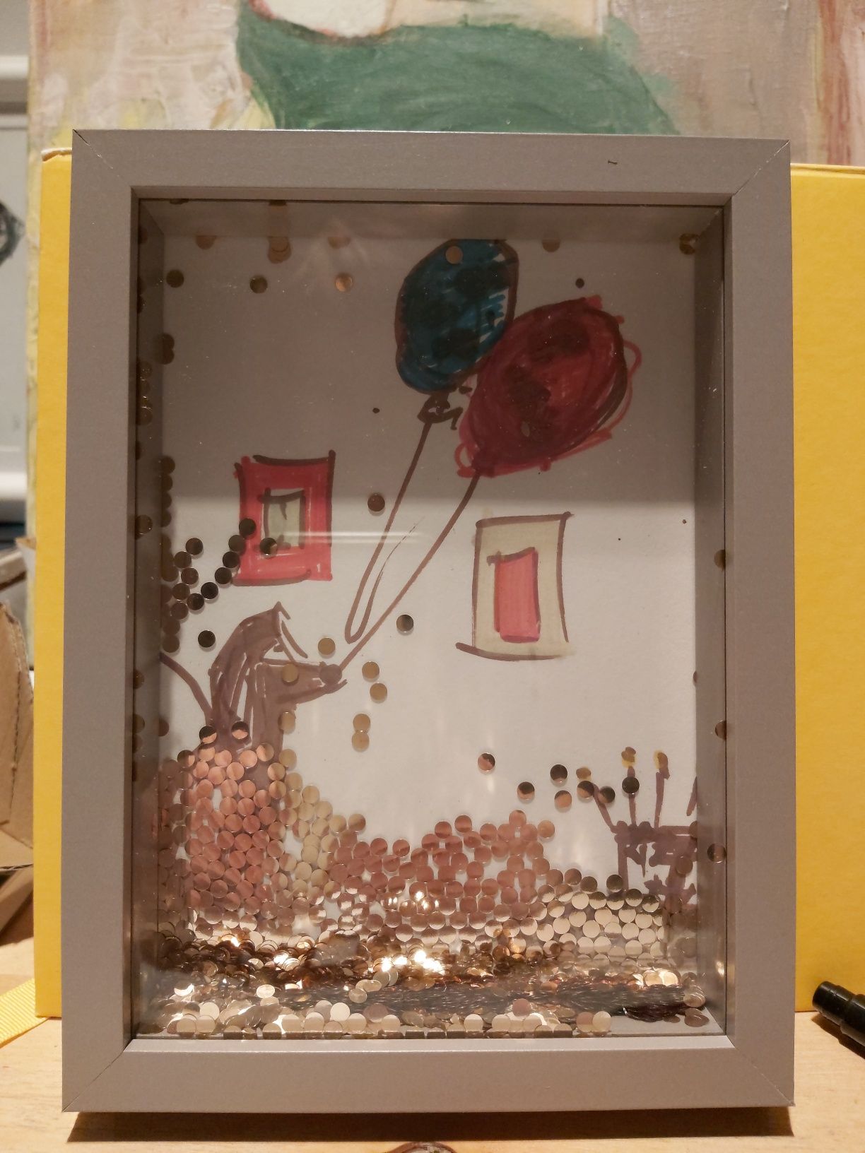 Urodziny pieska w ramce 3d z opadającym confetti
