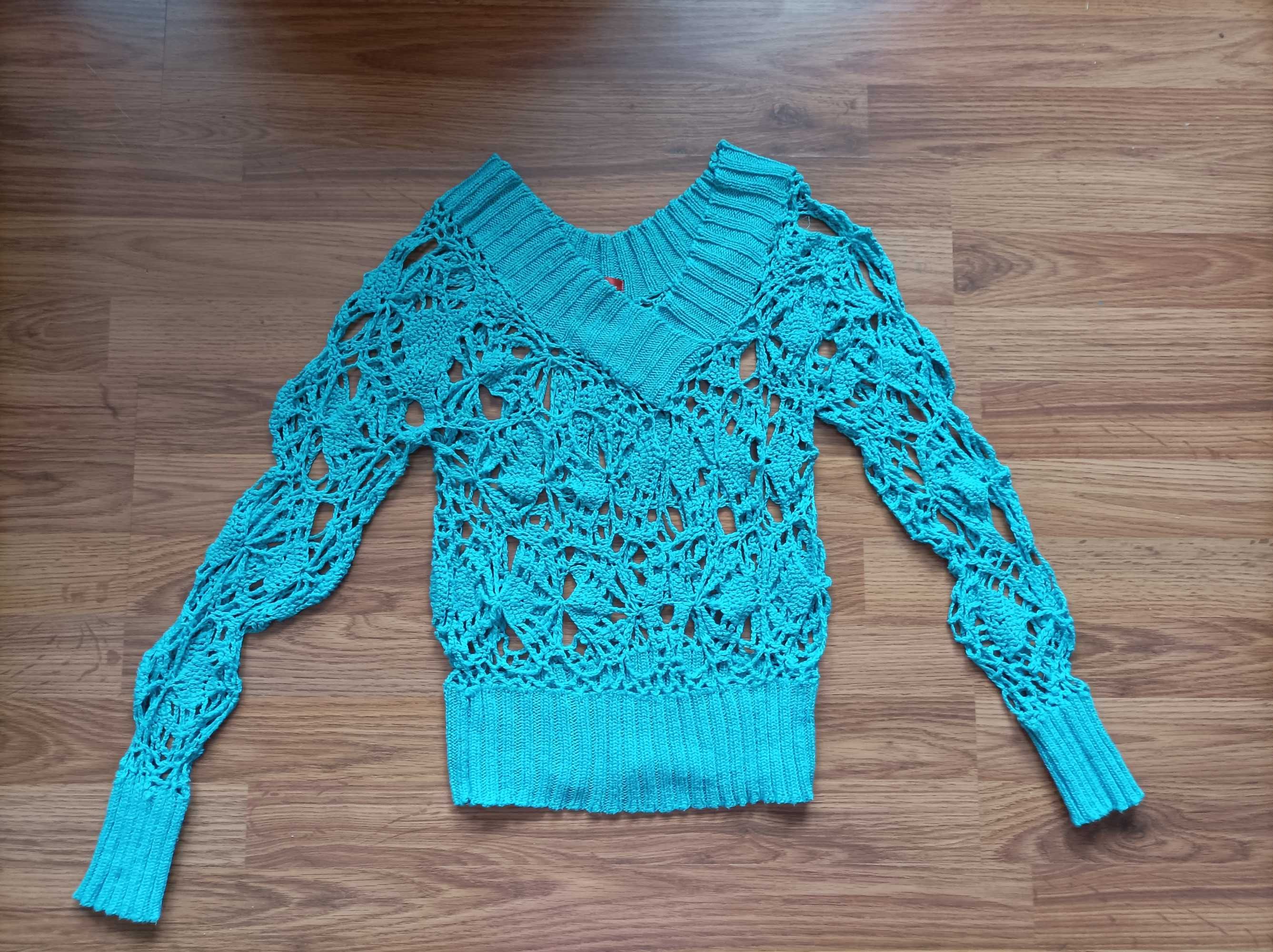 Sweter ażur turkusowy rozm S