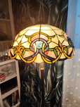Lampa stojąca witrażowa mosiądz