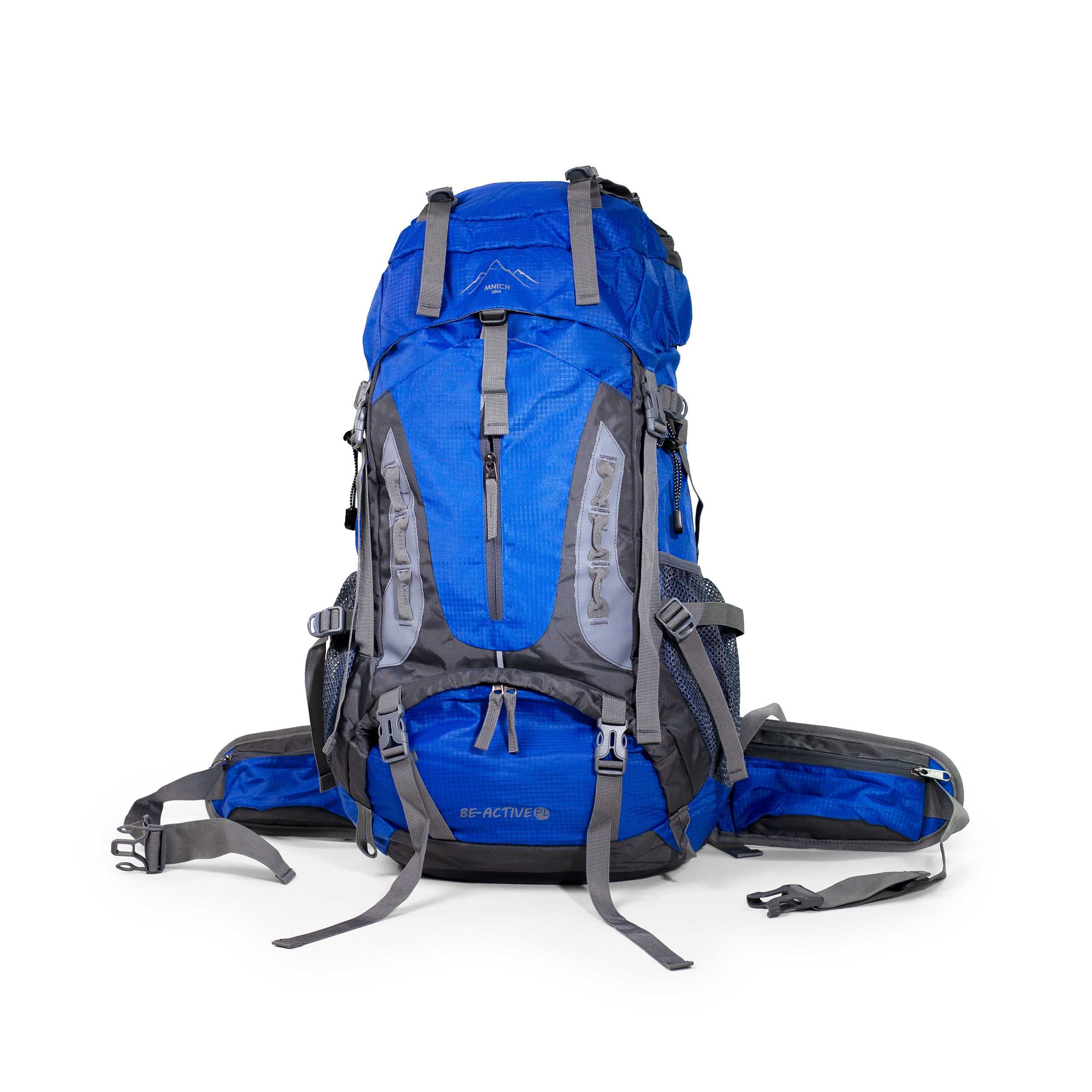 Plecak turystyczny górski trekkingowy "Mnich" 70 litrów niebieski PT07