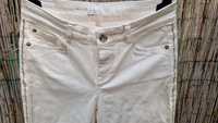 ORSAY spodnie jeansowe białe ecru kremowe lampasy skinny logo 36/S