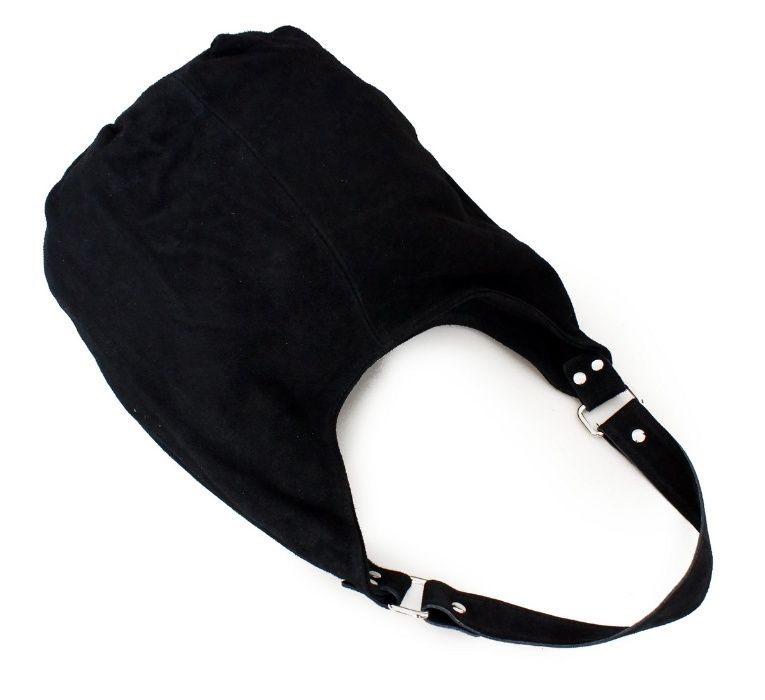 VERA PELLE torebka skórzana zamszowa worek na ramię V058 jeansowa